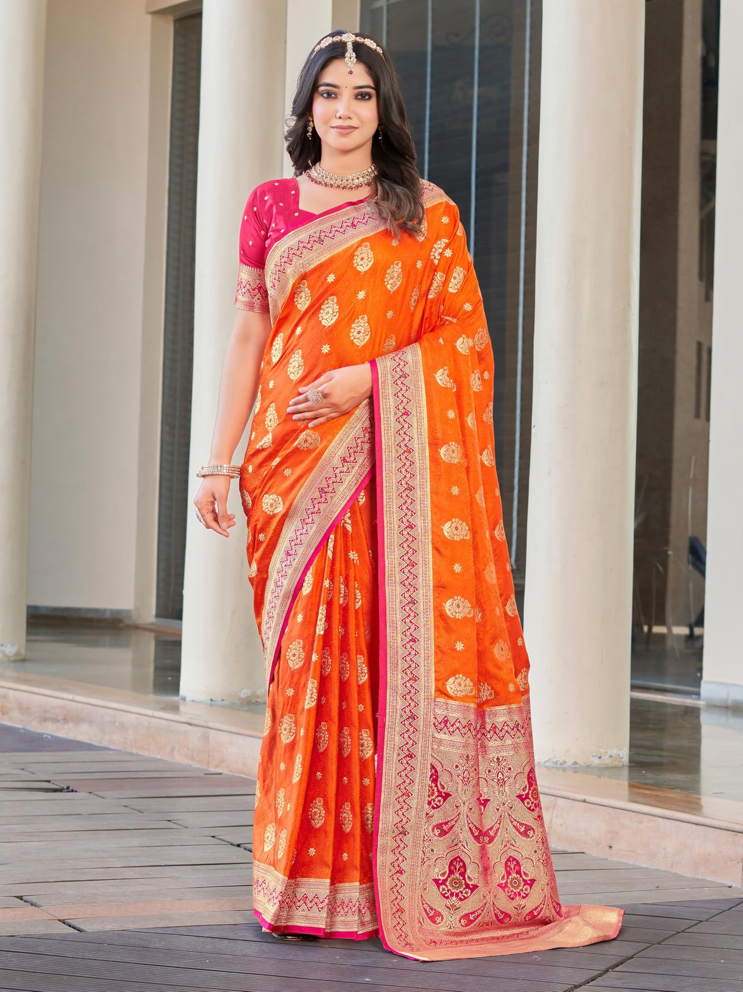 Glory Sarees WomenS Pure Kanjivaram Soft Banarasi Original Satin Silk Woven Hand Dyed Wedding Saree With Blouse Piece (Satin Sil