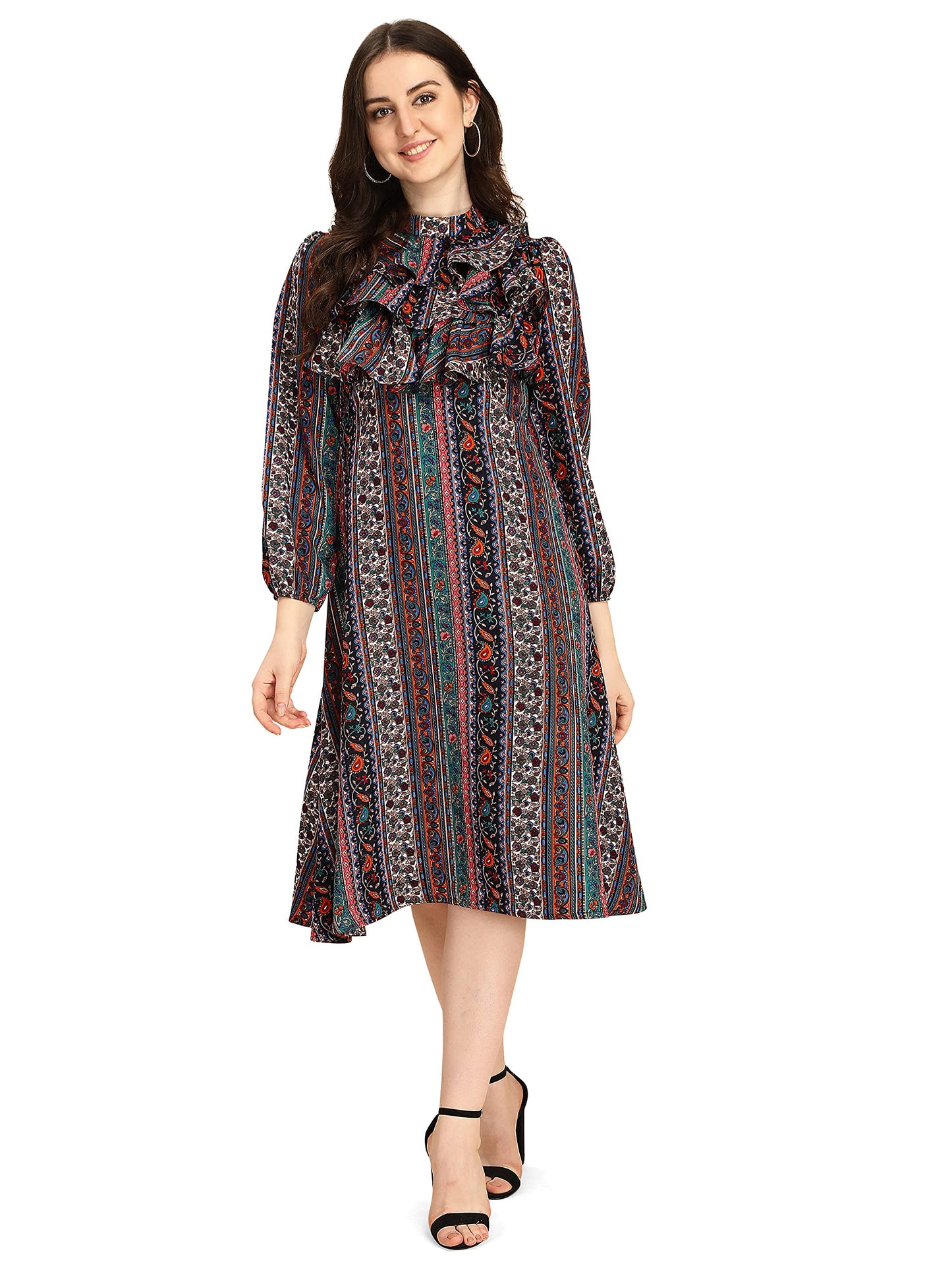 Oomph! WomenS Western & Fusion Wear Midi Dresses For Women, Multicolor - Md309