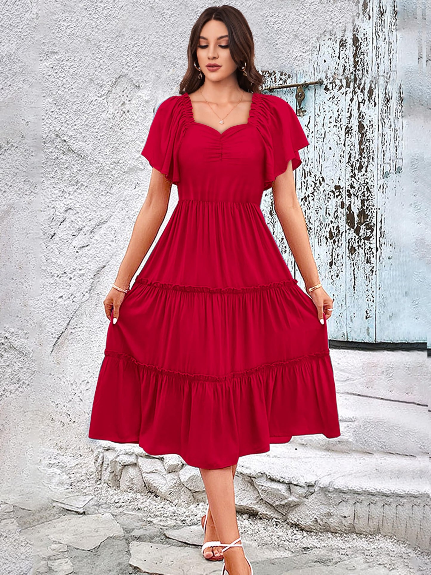 Toochki Dress For Women | Dresses For Women | Fit & Flare Dress | Red Dress For Women | Anarkali Dress For Women | Rayon Dresses