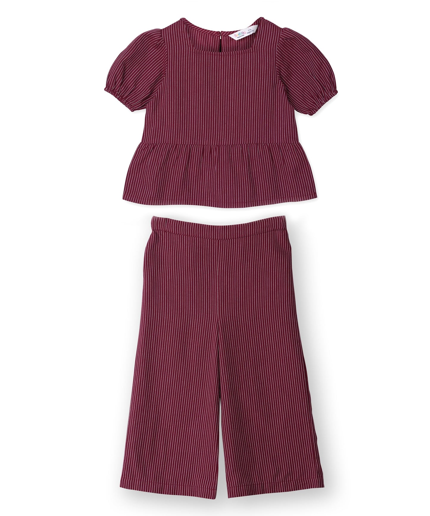 Pinstriped peplum co-ord set Maroon
