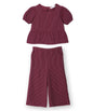 Pinstriped peplum co-ord set Maroon