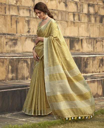 Pujia Mills Woman Soft Linen Saree With Zari Woven Design Cotton Saree Zari Border Saree Indian Ethnic Wear Saree Cotton Saree C