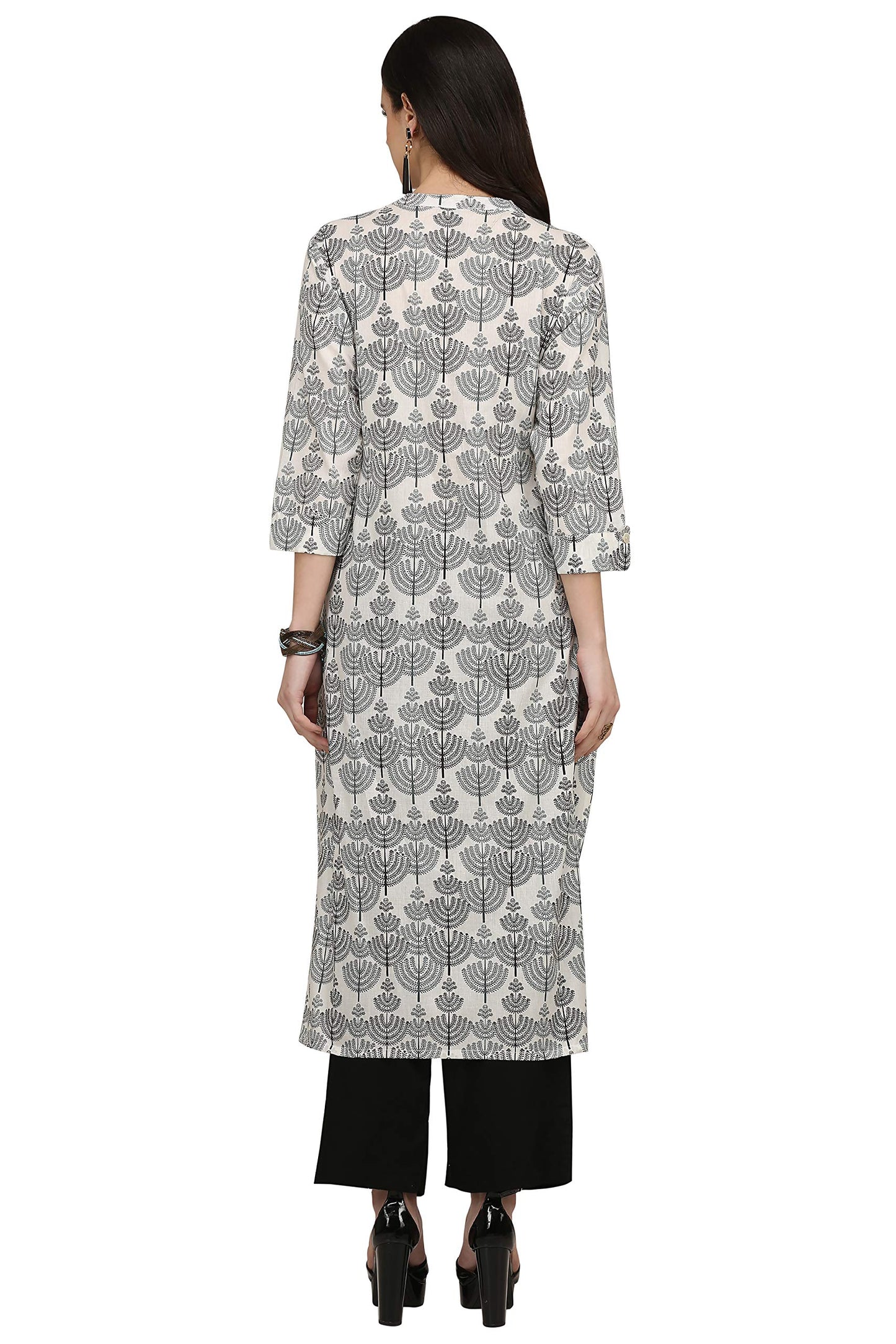 GoSriKi Women's Cotton Floral Straight Kurta