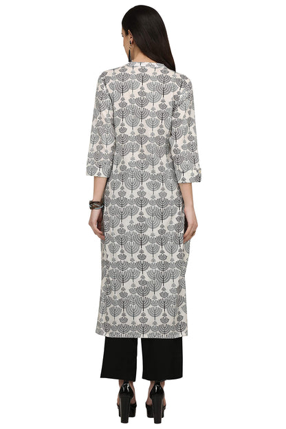 GoSriKi Women's Cotton Floral Straight Kurta
