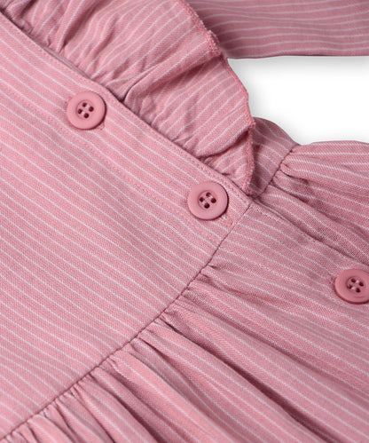 Beebay Kids Girls Button Through Striper Dress Pink