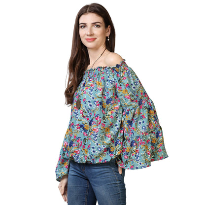 Oomph! Off Shoulder Tops for Women, Blue - mt239