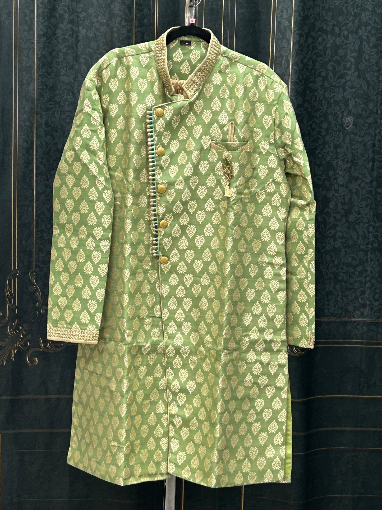Sherwani with golden dhoti pant