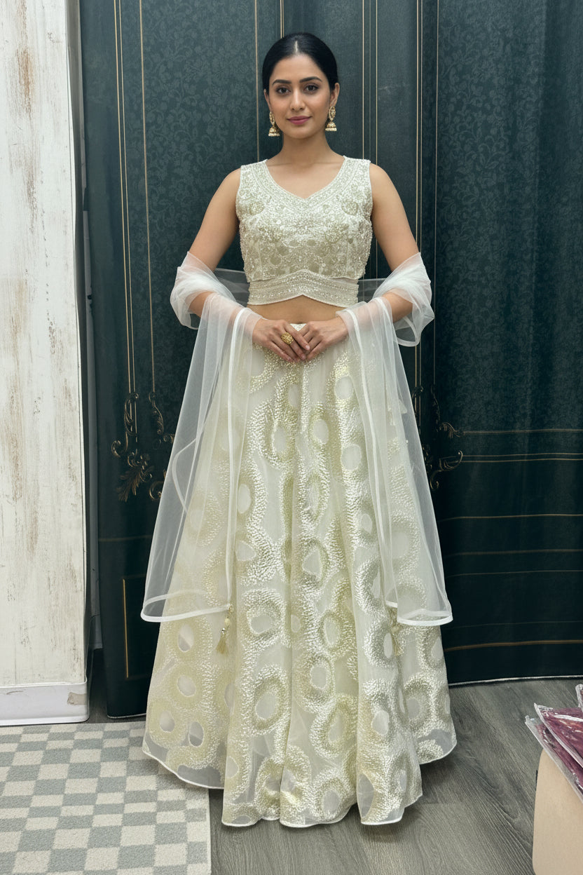 Off white - Gold lehenga Choli set