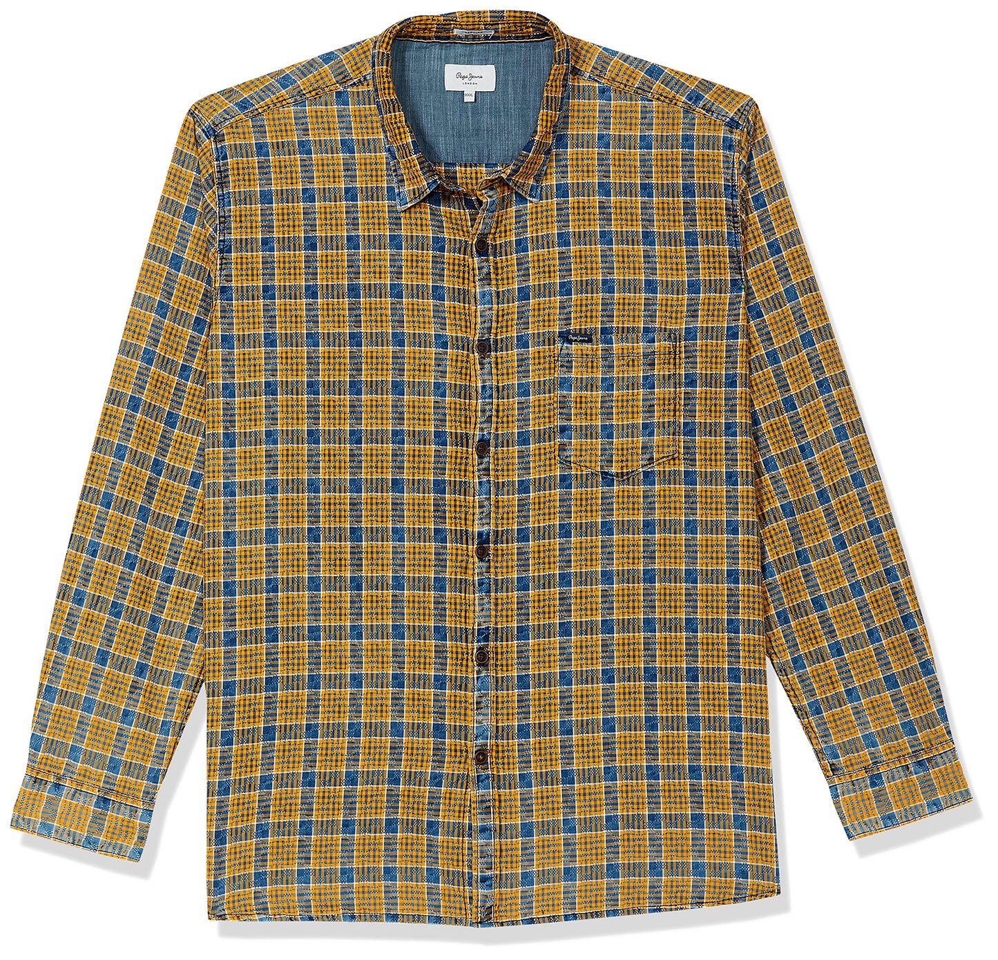 Pepe Jeans MenS Checkered Slim Fit Casual Shirt (Pm306675_Yellow M)