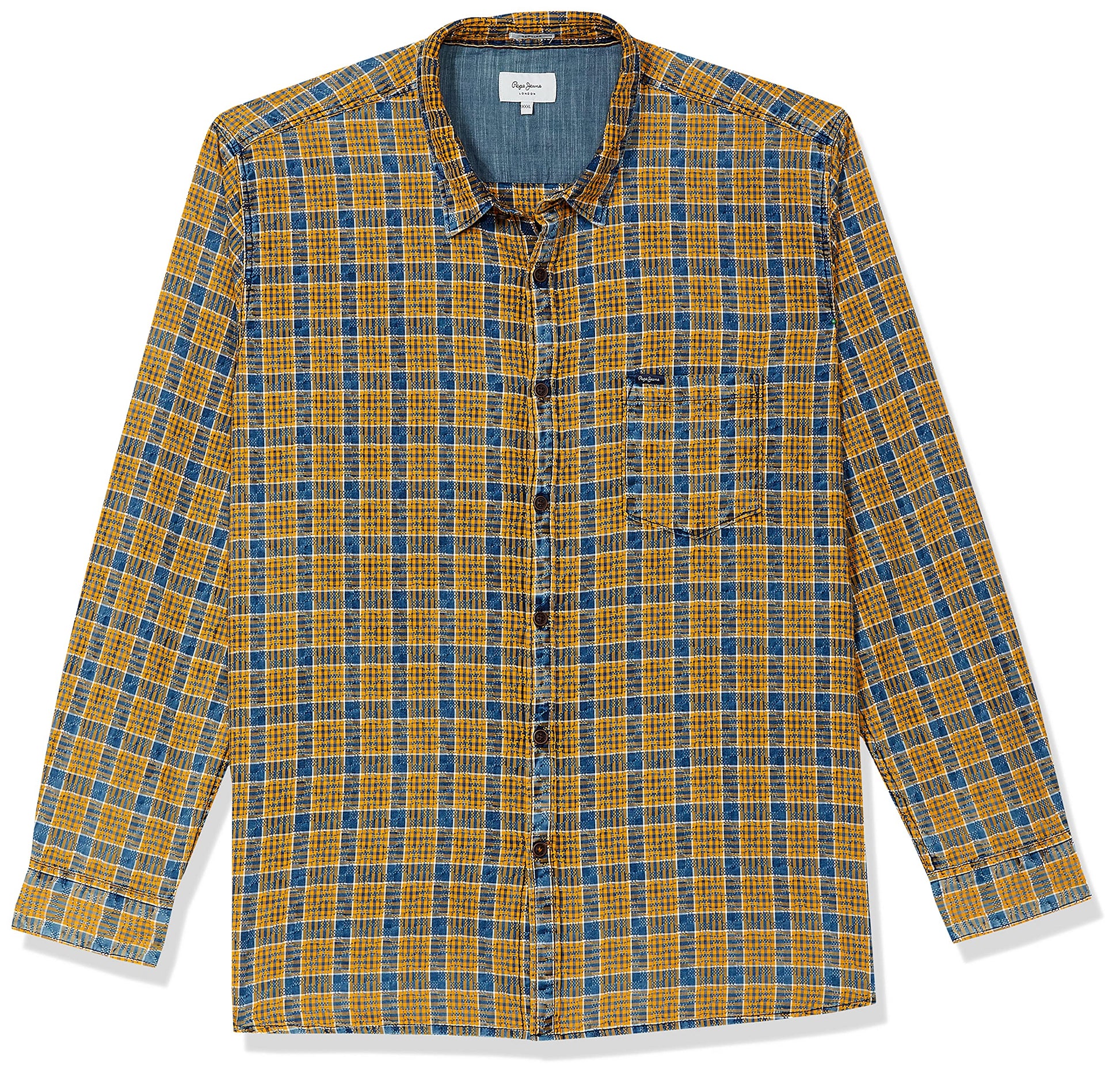 Pepe Jeans MenS Checkered Slim Fit Casual Shirt (Pm306675_Yellow M)