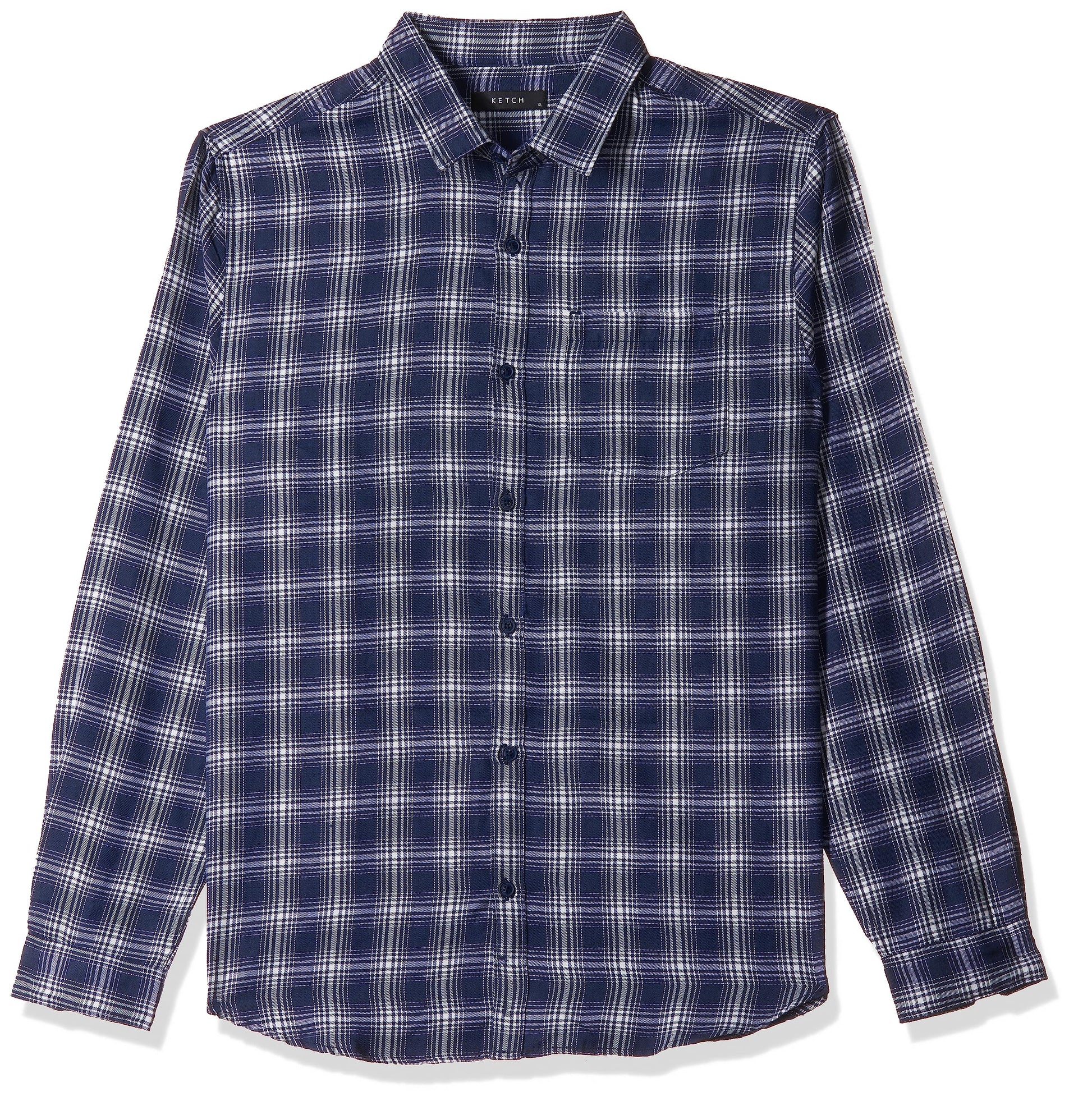 Ketch Mens Full Sleeves Zara Fit Shirt (Khsh000843_Navy_L)