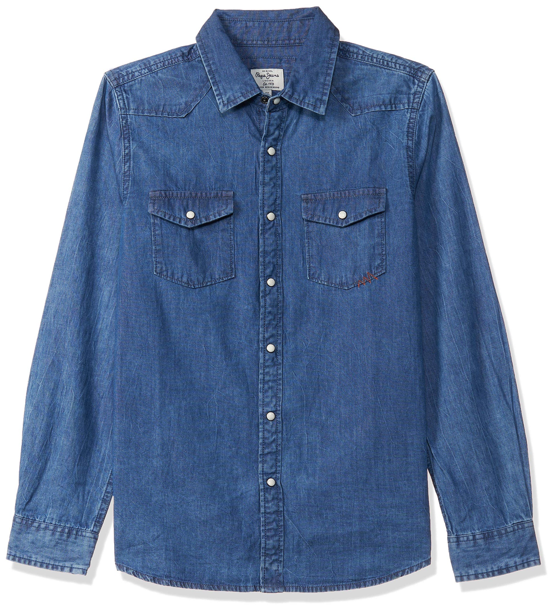 Pepe Jeans Boys Regular Fit Solid Denim Shirts Indigo