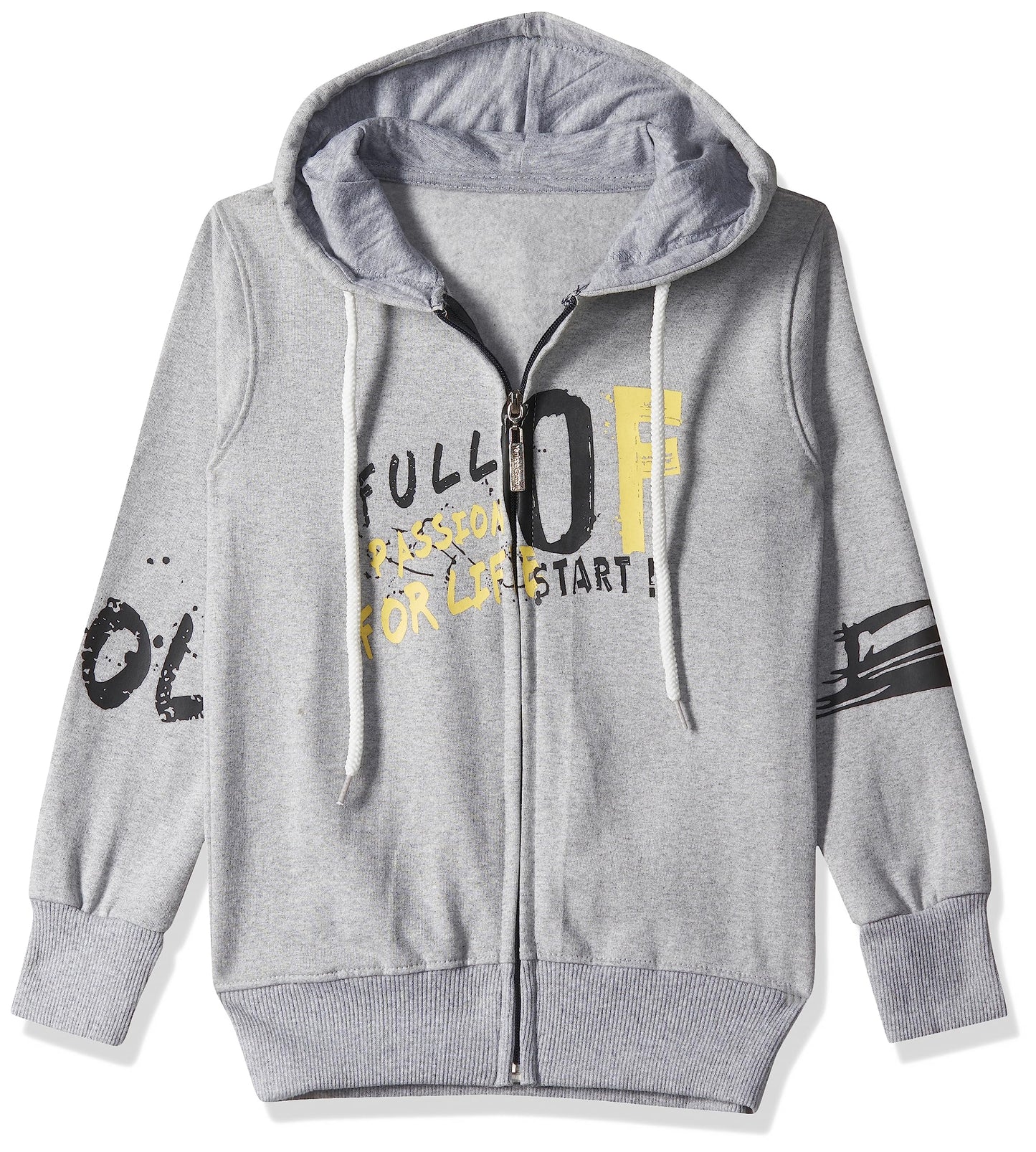 T2F Cotton Hooded Neck Regular Fit Hoodie (Boys-SS_35_Grey