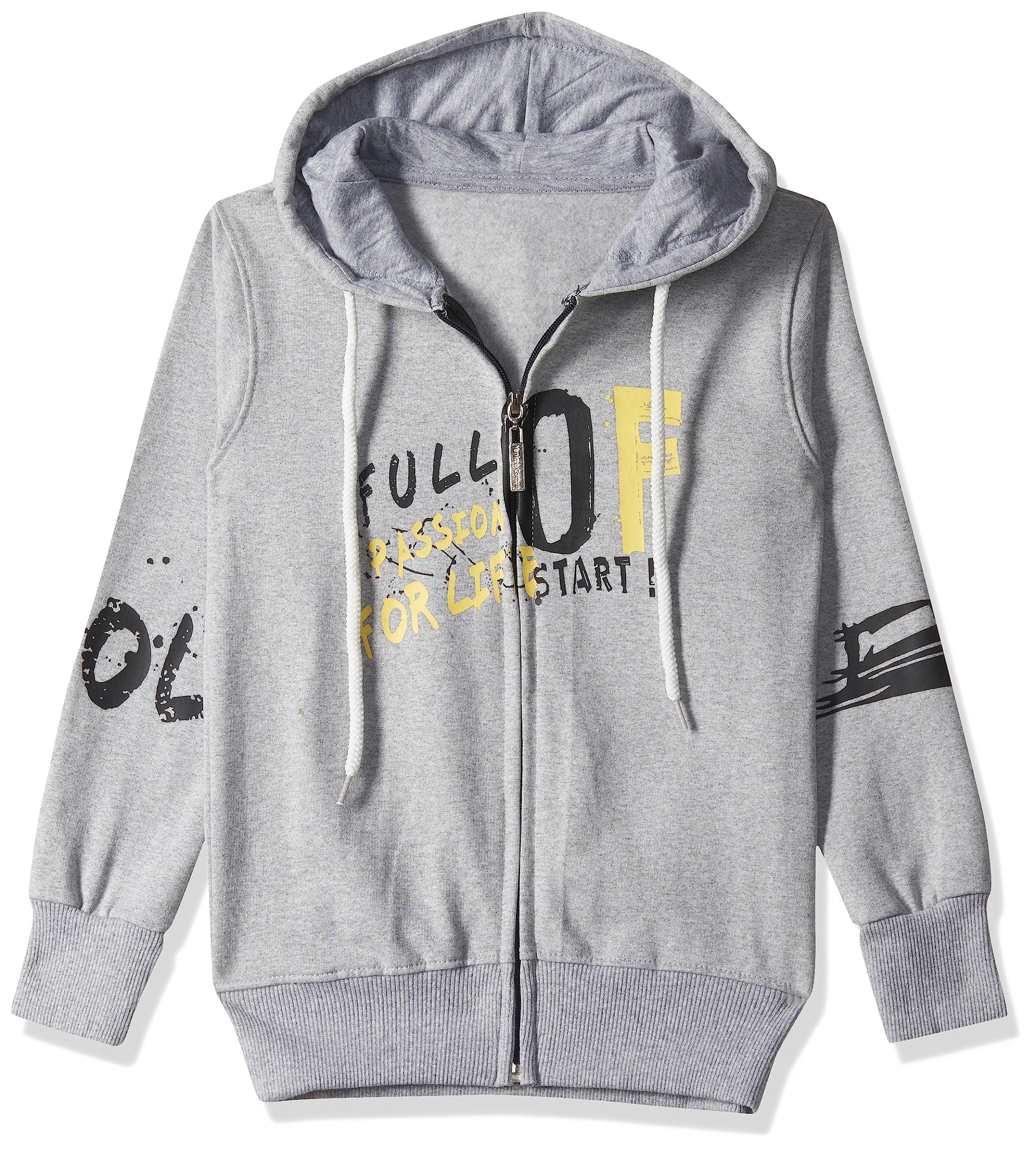 T2F Cotton Hooded Neck Regular Fit Hoodie (Boys-SS_35_Grey