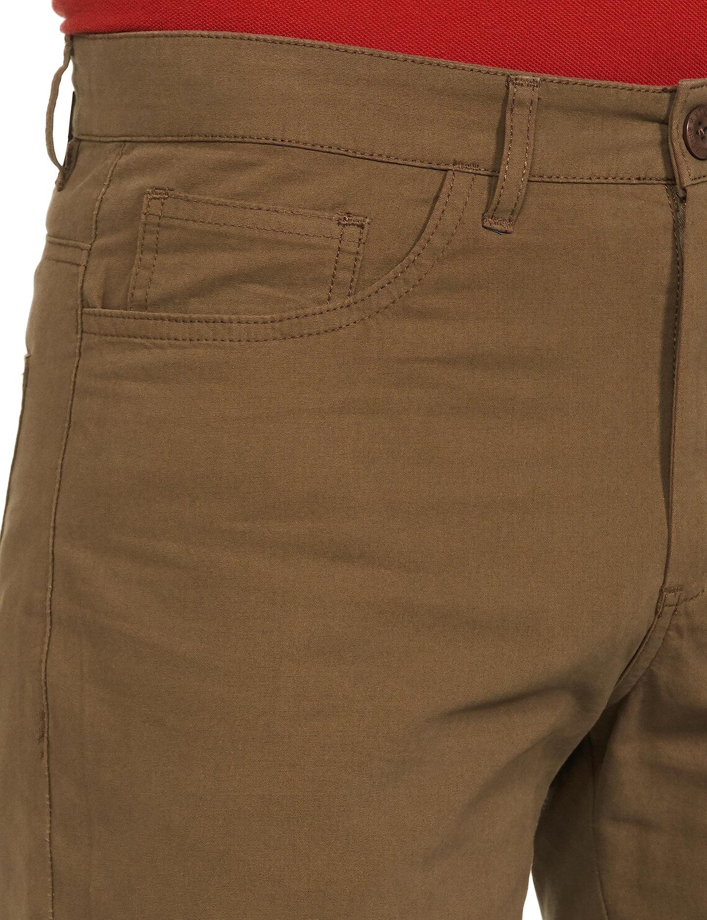 The Indian Garage Co Men Slim Fit Solid Mid-Rise Chino Shorts Olive