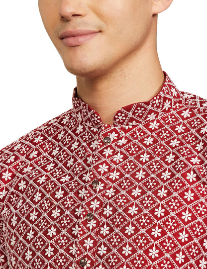 Be Active MenS Traditional Embroidered Lucknowi Full Sleeves Kurta || Cotton Kurta For Men || Men Kurta For Wedding || Kurta Fo
