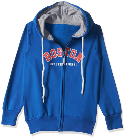 T2F Cotton Hooded Neck Regular Fit Hoodie (Boys-SS_35_Royal Blue