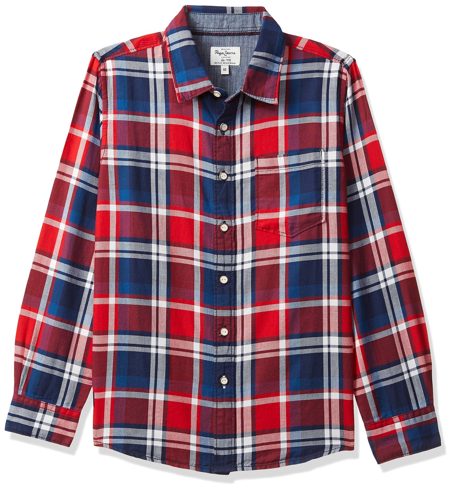 Pepe Jeans BoyS Checkered Slim Fit Shirt (Pb301896_Red 16-17 Years)