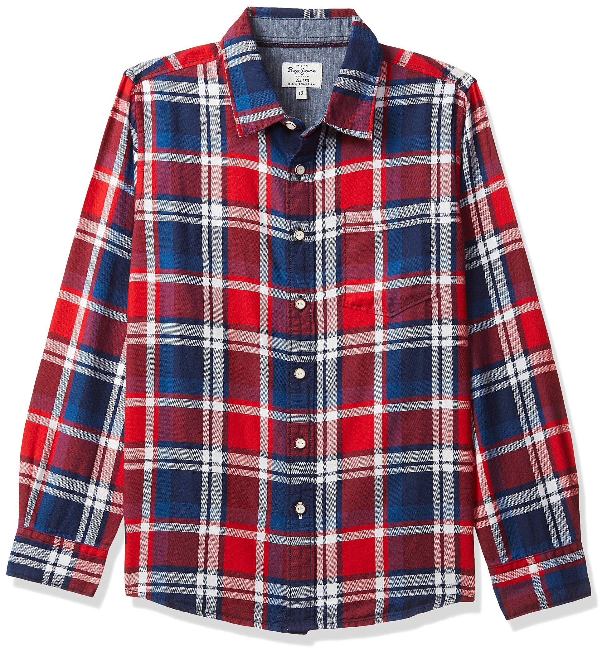 Pepe Jeans BoyS Checkered Slim Fit Shirt (Pb301896_Red 16-17 Years)