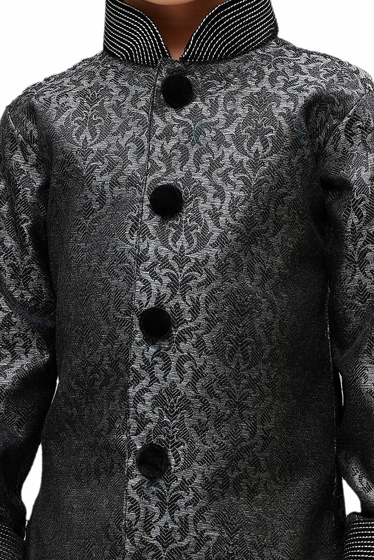 Jbn Creation Boys Silk Blend Grey Sherwani And Patiala Dhoti Set - Elegance Redefined For Kids | Indo Style Sherwani With Cowl S