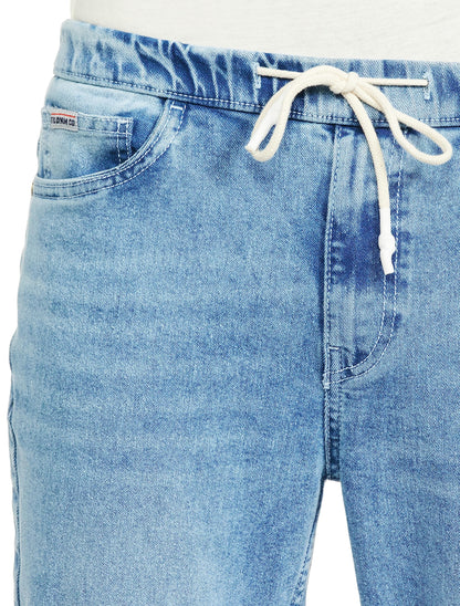 The Indian Garage Co Men Slim Fit Overdyed Mid-Rise Stretchable Denim Joggers