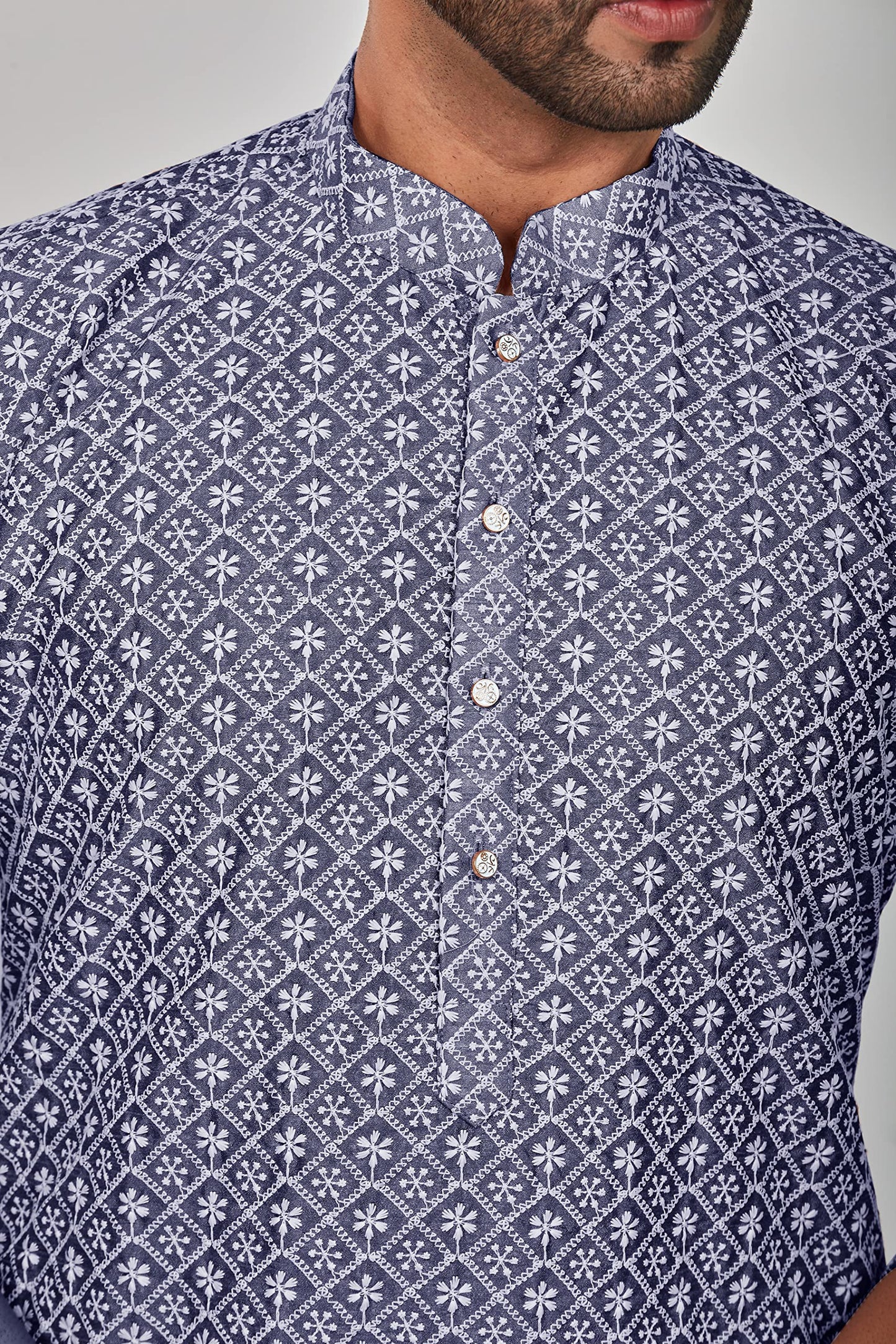 Be Active MenS Embroidered Lucknowi Grey Kurta Set || Men Kurta Pajama || Men Kurta Pajama Set || Kurta Pajama For Men (Rfsk001
