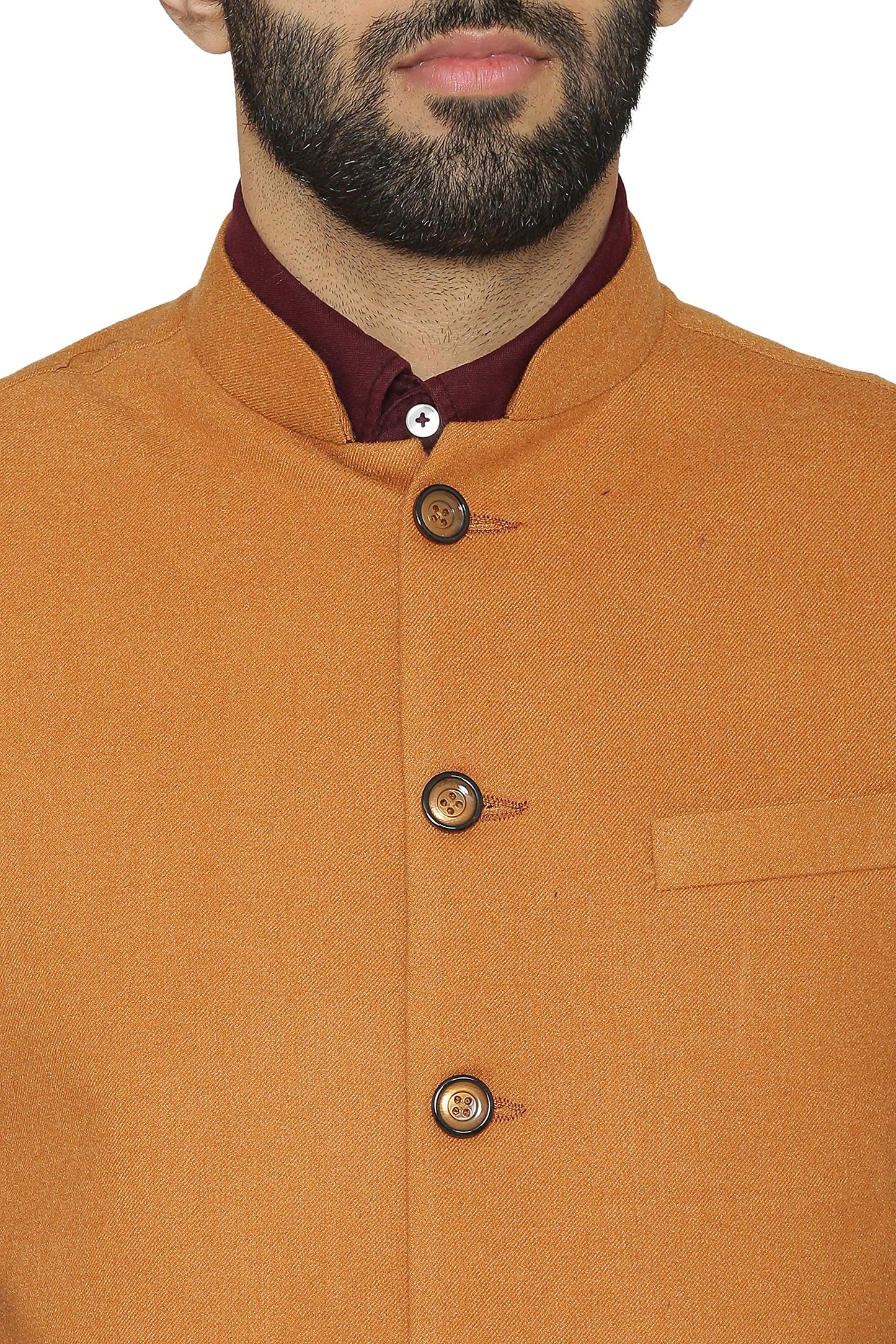 WINTAGE Mens Tweed Wool Festive and Casual Nehru Jacket Vest Waistcoat : Red