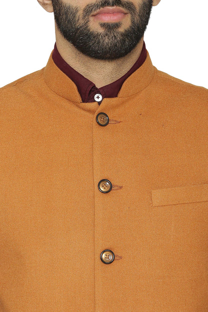 WINTAGE Mens Tweed Wool Festive and Casual Nehru Jacket Vest Waistcoat : Red