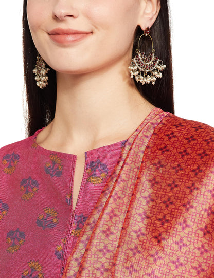 Ketch WomenS Polyester Blend Kurta&Pant&Duppata (Khk3000803_Pink