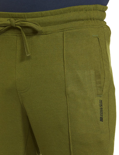 The Indian Garage Co Men Slim Fit Solid Mid-Rise Knitted Joggers Green