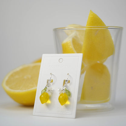 Lemon Fruit Earrings | Handmade Fruit Dangle Earrings | Citrus Lemon Earrings
