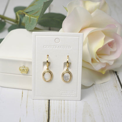 Natural Mother Of Pearl Huggie Earrings