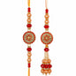 Premium Designer Peach Rakhi Set of 2 for Bhaiya Bhabhi – Traditional Lumba Set, Thread Rakhi with Stones | Ideal Raksha Bandhan Gift