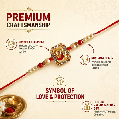 Premium Designer Om Rakhi for Brother – Rakhi Thread, Rakhi Bracelet, Traditional Raksha Bandhan Gift for Bhaiya