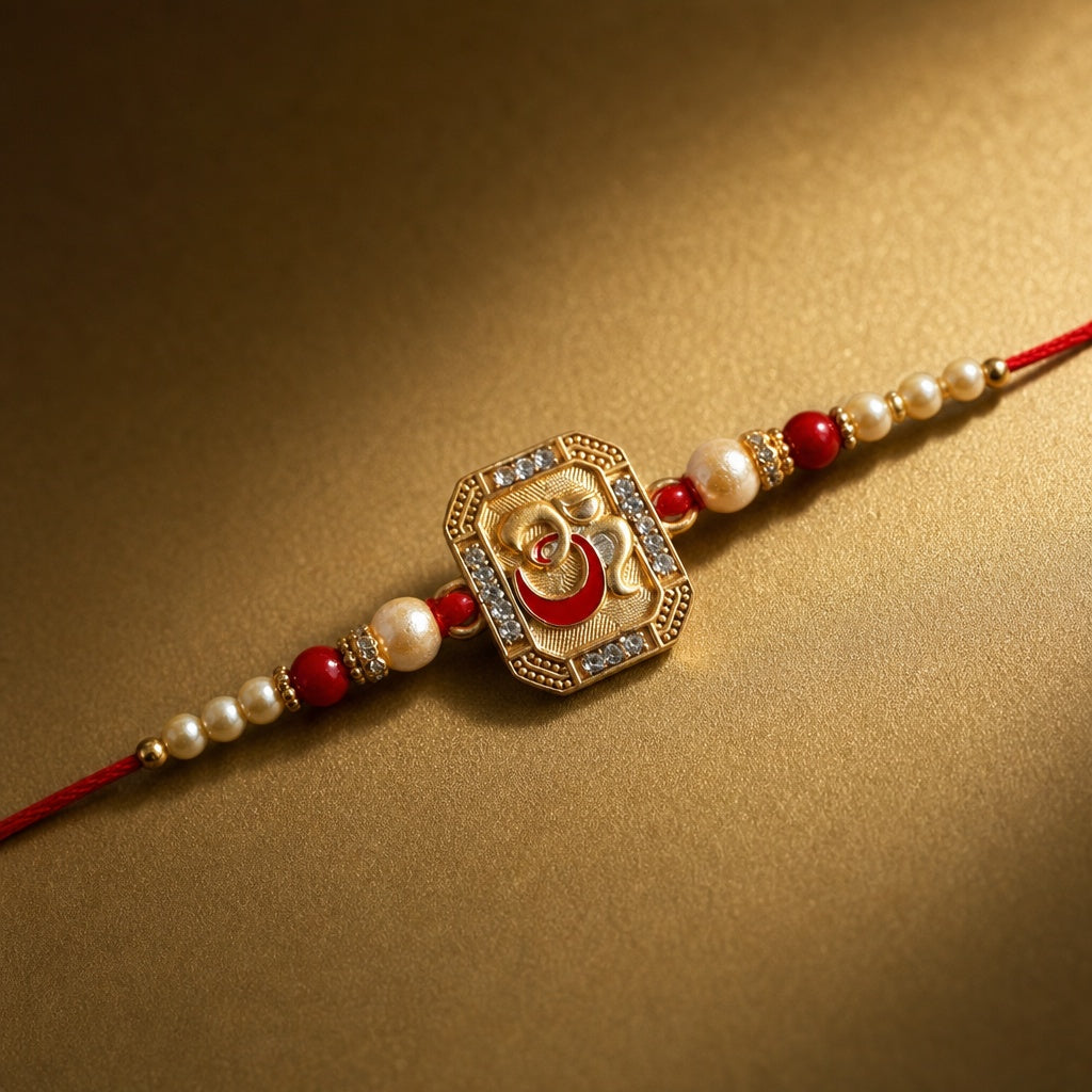 Premium Designer Om Rakhi for Brother – Rakhi Thread, Rakhi Bracelet, Traditional Raksha Bandhan Gift for Bhaiya