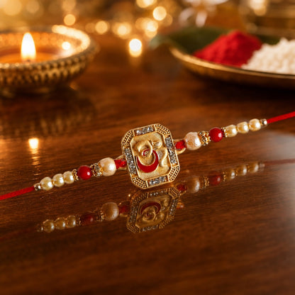 Premium Designer Om Rakhi for Brother – Rakhi Thread, Rakhi Bracelet, Traditional Raksha Bandhan Gift for Bhaiya