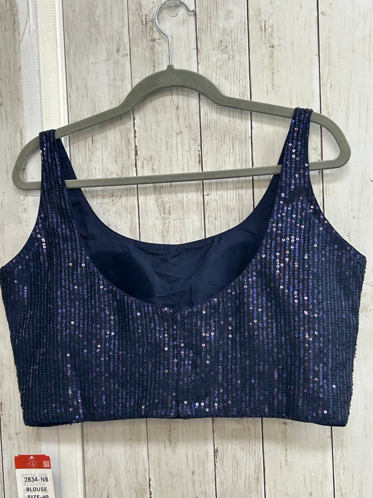 Blue sleeveless blouse