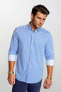 The Go Big Stripe Long Sleeve Tech Shirt - Royal Blue