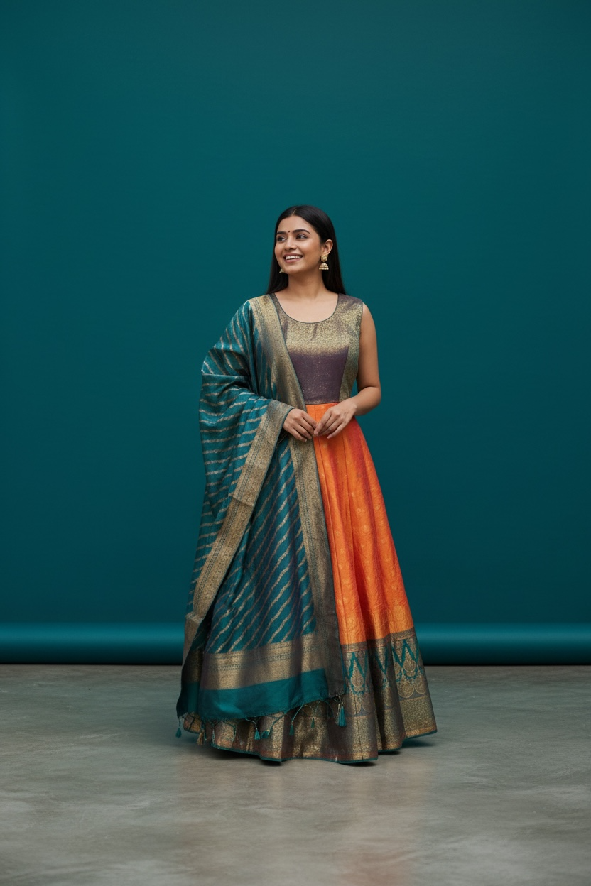Silk long gown