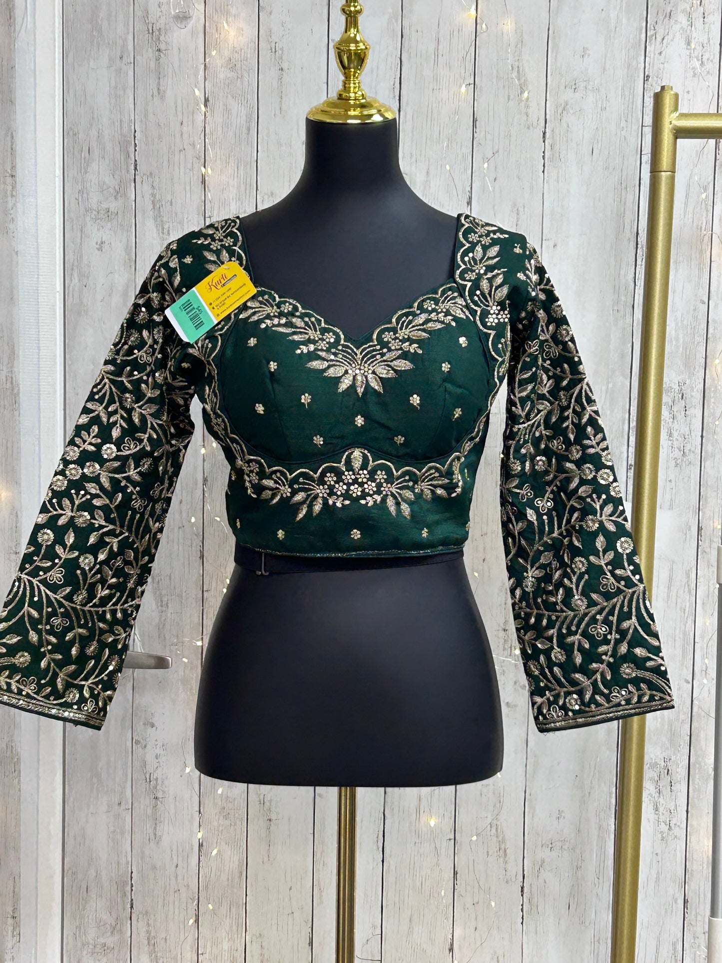 Madhubala blouse : full sleeves/ dark green