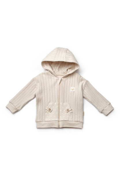 Organic Ribbed Polka Dot Zip-Up Jacket