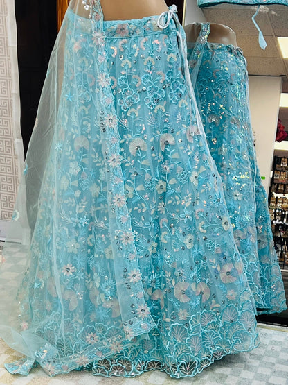Light blue party wear Lehenga choli set