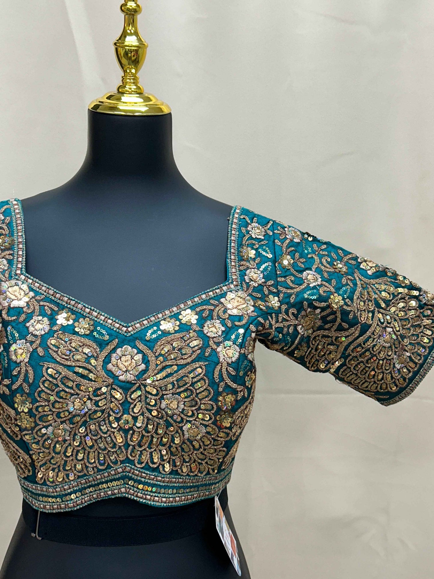 Designer Blouse : Teal green