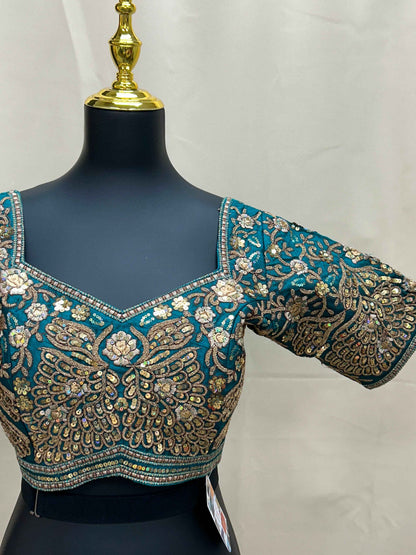 Designer Blouse : Teal green