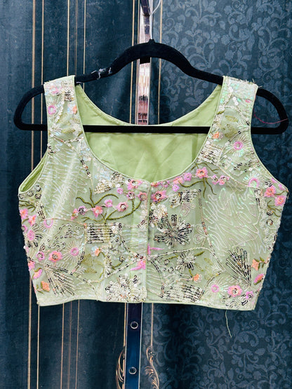 Light green boat neck blouse