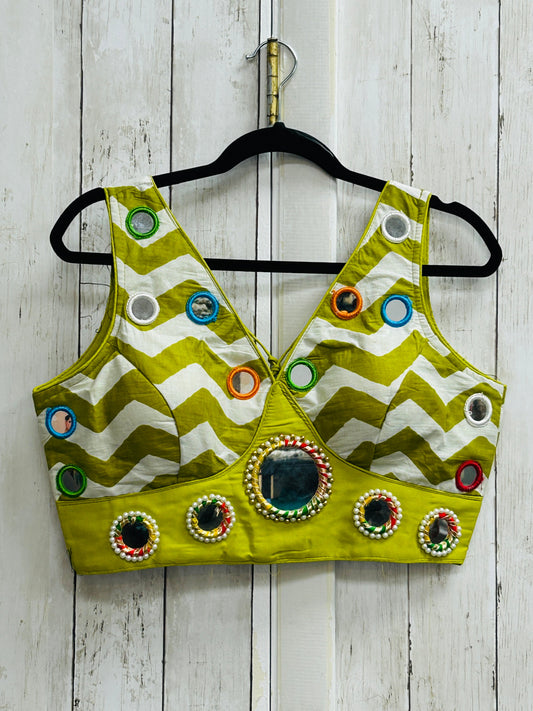 Cotton mirror work blouse