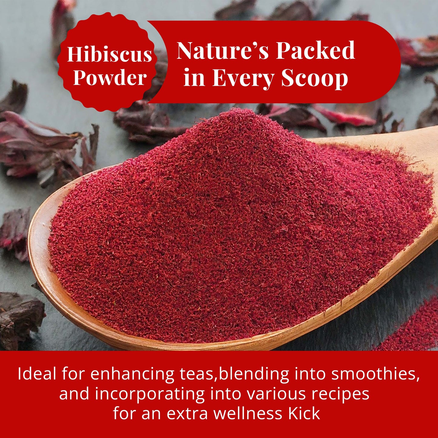 Akshit Hibiscus Flowers 5 oz  Herbal Tea | Flor de Jamaica tea | Dried Hibiscus | Loose Leaf Tea | Caffeine-Free | Vegan Friendly | Fleurs d'hibiscus bio Akshit