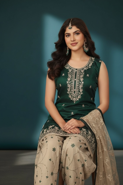 Cotton silk salwar suit