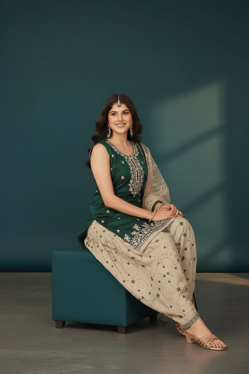 Cotton silk salwar suit