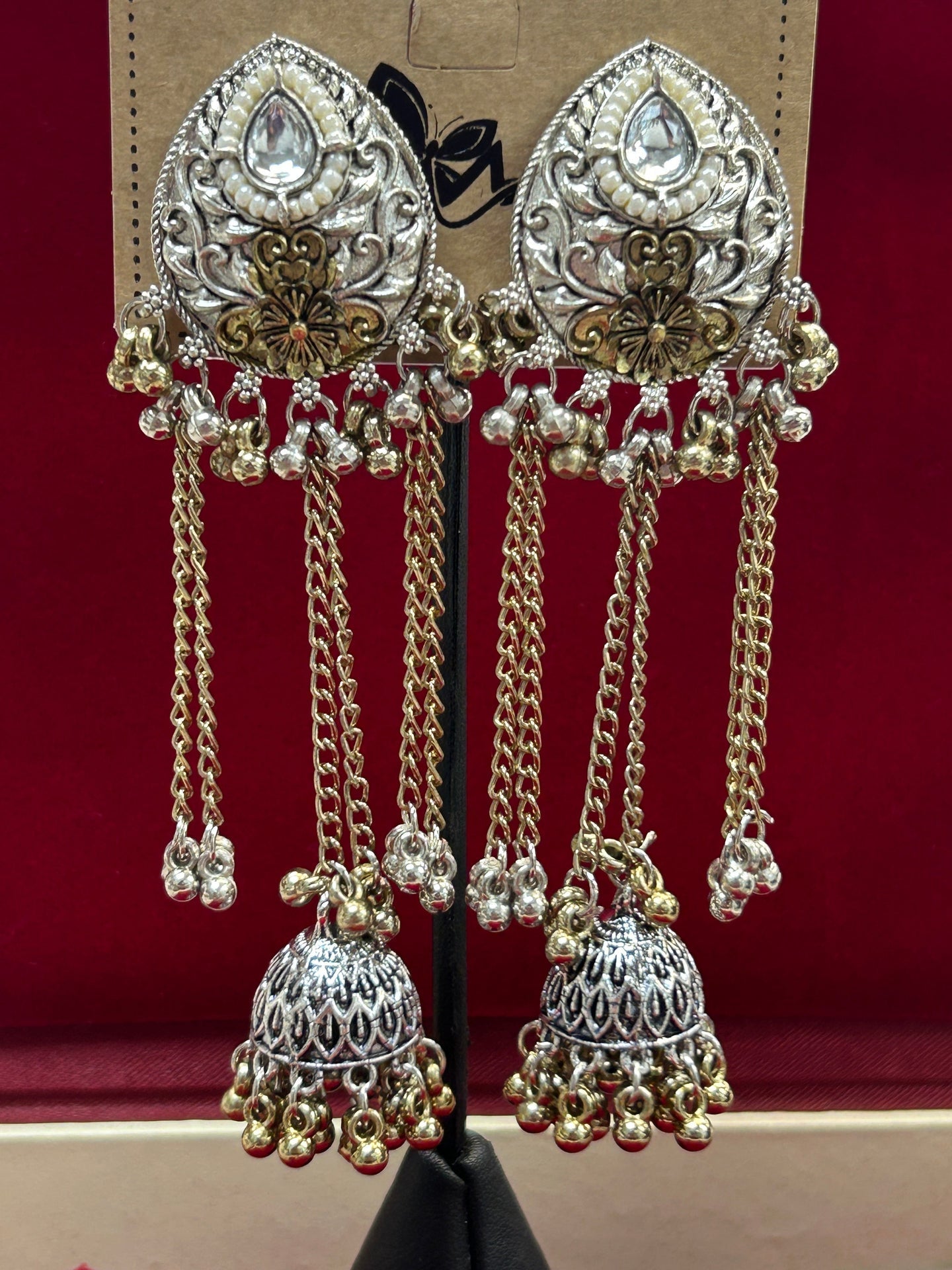 Dual tone Kashmiri earrings